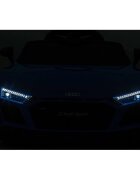Audi Masinuta electrica copii R8 Red cu licentaacumulator 12V 78Wscaun din piele si roti EVA bluetooth display usi cu deschidere muzicaUSB lumini LED oglinzi retrovizoare pornire la butonsarcina maxima 30 kg