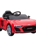 Audi Masinuta electrica copii R8 Red cu licentaacumulator 12V 78Wscaun din piele si roti EVA bluetooth display usi cu deschidere muzicaUSB lumini LED oglinzi retrovizoare pornire la butonsarcina maxima 30 kg