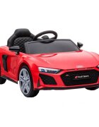 Audi Masinuta electrica copii R8 Red cu licentaacumulator 12V 78Wscaun din piele si roti EVA bluetooth display usi cu deschidere muzicaUSB lumini LED oglinzi retrovizoare pornire la butonsarcina maxima 30 kg