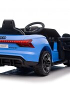 Audi Masinuta electrica pentru copii cu licenta RS E-Tron GT BlueTelecomandaRoti EVAAcumulator 12V 45AhIncarcator inclusCentura de sigurantaLumini LEDSlow StartIndicator baterieUsi cu deschidereSistem troller