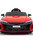 Audi Masinuta electrica pentru copii cu licenta RS E-Tron GT RedTelecomandaRoti EVAAcumulator 12V 45AhIncarcator inclusCentura de sigurantaLumini LEDSlow StartIndicator baterieUsi cu deschidereSistem troller