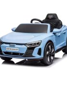 Audi Masinuta electrica pentru copii E-tron GT Blue 70W cu echipare premium si licenta oglinzi retrovizoare scaun din piele roti din spuma evalumini LEDcentura de sigurantamufa MP3slot usbcard microSDbluetooth