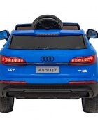 Audi Masinuta electrica pentru copii Q7 New Lift albastru 70W cu telecomanda pornire lenta panou o scaun piele si roti din spuma Eva