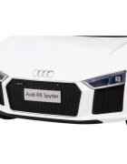 Audi Masinuta electrica pentru copii R8 alb 70W cu telecomanda lumini suspensii scaun piele si roti din spuma Eva