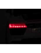 Audi Masinuta electrica pentru copii R8 alb 70W cu telecomanda lumini suspensii scaun piele si roti din spuma Eva