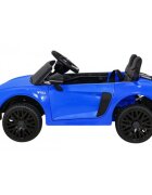 Audi Masinuta electrica pentru copii R8 albastru 70W cu telecomanda lumini suspensii scaun piele si roti din spuma Eva