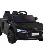Audi Masinuta electrica pentru copii R8 negru 70W cu telecomanda lumini suspensii scaun piele si roti din spuma Eva