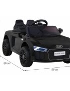 Audi Masinuta electrica pentru copii R8 negru 70W cu telecomanda lumini suspensii scaun piele si roti din spuma Eva