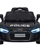 Audi Masinuta electrica pentru copii R8 police negru 70W cu telecomanda lumini suspensii scaun piele si roti din spuma Eva