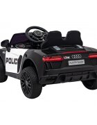 Audi Masinuta electrica pentru copii R8 police negru 70W cu telecomanda lumini suspensii scaun piele si roti din spuma Eva