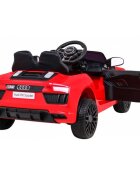 Audi Masinuta electrica pentru copii R8 rosu 70W cu telecomanda lumini suspensii scaun piele si roti din spuma Eva
