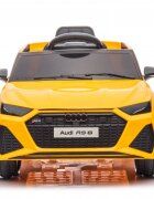 Audi Masinuta electrica pentru copii RS6 Yellow cu roti EVA 70W telecomanda pornire la buton roti Eva si scaun piele