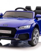 Audi Masinuta electrica pentru copii TTRS Roadster Saphire Blue 12V cu licentamotoare 2x30wroti EVAscaun din pieleusi cu deschiderefaruri si stopuri LEDunitate o cu muzicacentura de siguranta