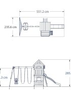 AXI Casuta din lemn cu trei leagane Atlantic Play 551 x 235 cm