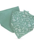BABOO Set 2 bandane din muselina cu strat dublu Verde 0 luni+