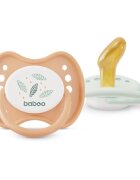 BABOO Set 2 suzete ortodontice din latex Calmy Piersica 0 luni+