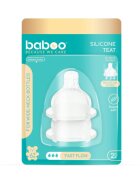 BABOO Set 2 tetine din silicon Premium tehnologie anticolici cu 3 valve gat larg debit rapid 6 luni+