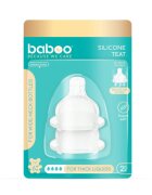 BABOO Set 2 tetine din silicon Premium tehnologie anticolici cu 3 valve gat larg lichid gros 6 luni+