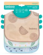 BABOO Set 3 bavete din bumbac dublu cu strat Peva Harmony 0 luni+