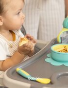 BABOO Set lingurita si furculita flexibile Galben Verde 6 luni+