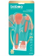 BABOO Set lingurita si furculita flexibile Portocaliu Verde 6 luni+