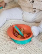 BABOO Set lingurita si furculita flexibile Portocaliu Verde 6 luni+