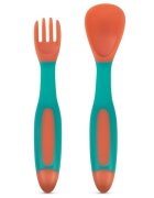 BABOO Set lingurita si furculita flexibile Portocaliu Verde 6 luni+