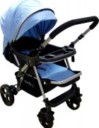 Baby Care Carucior pentru copii PRO 511 Albastru Cadru aluminiu Maner reversibil Spatar reglabil 5 trepte Amortizoare Frana picior