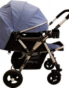 Baby Care Carucior pentru copii PRO 511 Albastru Jeans Cadru aluminiu Maner reversibil Spatar reglabil in 5 trepte Amortizoare Frana picior Pliabil