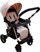 Baby Care Carucior pentru copii PRO 511 Crem Cadru aluminiu Maner reversibil Spatar reglabil 5 trepte Amortizoare Frana picior