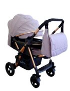 Baby Care Carucior pentru copii PRO 511 Gri Cu geanta bebe inclusa Cadru aluminiu Maner reversibil Spatar reglabil in 5 trepte Amortizoare Plasa insecte Frana picior Pliabil