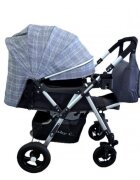 Baby Care Carucior pentru copii PRO 511 Gri Jeans Carouri Cu geanta bebe inclusa Cadru aluminiu Maner reversibil Spatar reglabil in 5 trepte Amortizoare Plasa insecte Frana picior Pliabil