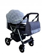 Baby Care Carucior pentru copii PRO 511 Gri Jeans Carouri Cu geanta bebe inclusa Cadru aluminiu Maner reversibil Spatar reglabil in 5 trepte Amortizoare Plasa insecte Frana picior Pliabil