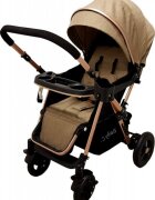 Baby Care Carucior pentru copii PRO 511 Maro Cadru aluminiu Maner reversibil Spatar reglabil in 5 trepte Amortizoare Frana picior Pliabil