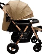 Baby Care Carucior pentru copii PRO 511 Maro Cadru aluminiu Maner reversibil Spatar reglabil in 5 trepte Amortizoare Frana picior Pliabil