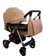Baby Care Carucior pentru copii PRO 511 Maro Cu geanta bebe inclusa Cadru aluminiu Maner reversibil Spatar reglabil in 5 trepte Amortizoare Plasa insecte Frana picior Pliabil
