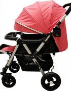 Baby Care Carucior pentru copii PRO 511 Rosu Cadru aluminiu Maner reversibil Spatar reglabil in 5 trepte Amortizoare Frana picior Pliabil