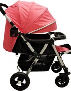 Baby Care Carucior pentru copii PRO 511 Rosu Cadru aluminiu Maner reversibil Spatar reglabil in 5 trepte Amortizoare Frana picior Pliabil