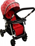 Baby Care Carucior pentru copii PRO 511 Rosu Carouri Cadru aluminiu Maner reversibil Spatar reglabil in 5 trepte Amortizoare Frana picior Pliabil