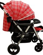 Baby Care Carucior pentru copii PRO 511 Rosu Carouri Cadru aluminiu Maner reversibil Spatar reglabil in 5 trepte Amortizoare Frana picior Pliabil