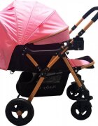 Baby Care Carucior pentru copii PRO 511 Roz Cadru aluminiu Maner reversibil Spatar reglabil in 5 trepte Amortizoare Frana picior Pliabil