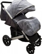 Baby Care Carucior pentru copii Pro 512 Gri Carouri cu Suspensii Cadru aluminiu Silver Maner reversibil Spatar reglabil in 5 trepte Frana picior Plasa insecte Geanta