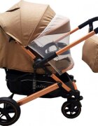 Baby Care Carucior pentru copii Pro 512 Maro Gold cu Suspensii Cadru aluminiu Gold Maner reversibil Spatar reglabil in 5 trepte Frana picior Plasa insecte Geanta
