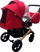 Baby Care Carucior pentru copii Pro 512 Rosu cu Suspensii Cadru aluminiu Gold Maner reversibil Spatar reglabil in 5 trepte Frana picior Plasa insecte Geanta
