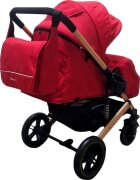 Baby Care Carucior pentru copii Pro 512 Rosu cu Suspensii Cadru aluminiu Gold Maner reversibil Spatar reglabil in 5 trepte Frana picior Plasa insecte Geanta