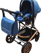 Baby Care Carucior pentru copii Pro 530 Bleumarin 3 in 1 Transformabil Cadru Aluminiu Amortizoare Roti din cauciuc Spatar reglabil 3 trepte Plasa insecte Geanta
