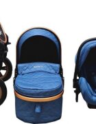 Baby Care Carucior pentru copii Pro 530 Bleumarin 3 in 1 Transformabil Cadru Aluminiu Amortizoare Roti din cauciuc Spatar reglabil 3 trepte Plasa insecte Geanta