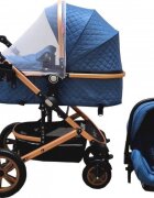 Baby Care Carucior pentru copii Pro 530 Bleumarin 3 in 1 Transformabil Cadru Aluminiu Amortizoare Roti din cauciuc Spatar reglabil 3 trepte Plasa insecte Geanta