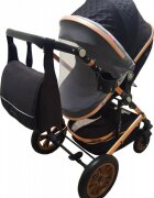 Baby Care Carucior pentru copii Pro 530 Negru 3 in 1 Transformabil Cadru Aluminiu Amortizoare Roti din cauciuc Spatar reglabil 3 trepte Plasa insecte Geanta