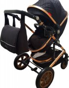 Baby Care Carucior pentru copii Pro 530 Negru 3 in 1 Transformabil Cadru Aluminiu Amortizoare Roti din cauciuc Spatar reglabil 3 trepte Plasa insecte Geanta